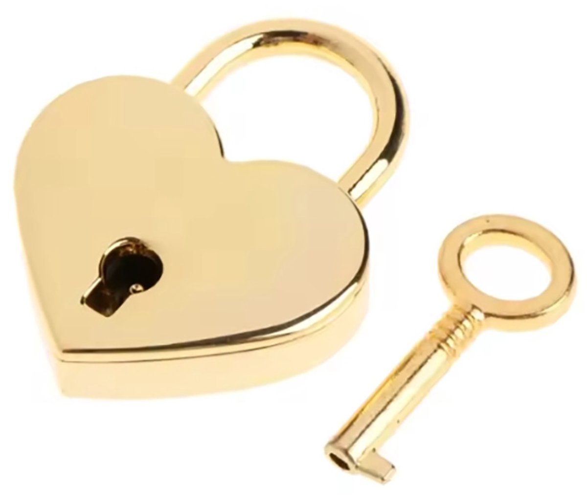 Hartvormig Hangslot Goud – Hartjes Slot – Liefdesslot – Kofferslot – Reisslot – Decoratief Slot – Goudkleurig