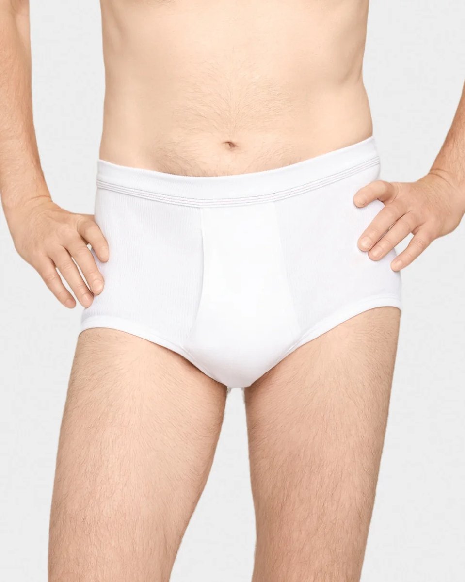 Heren tailleslip met gulp - Rib - Met sluiting - Heren onderbroek - 100% katoen wit mannen ondergoed - XL/7