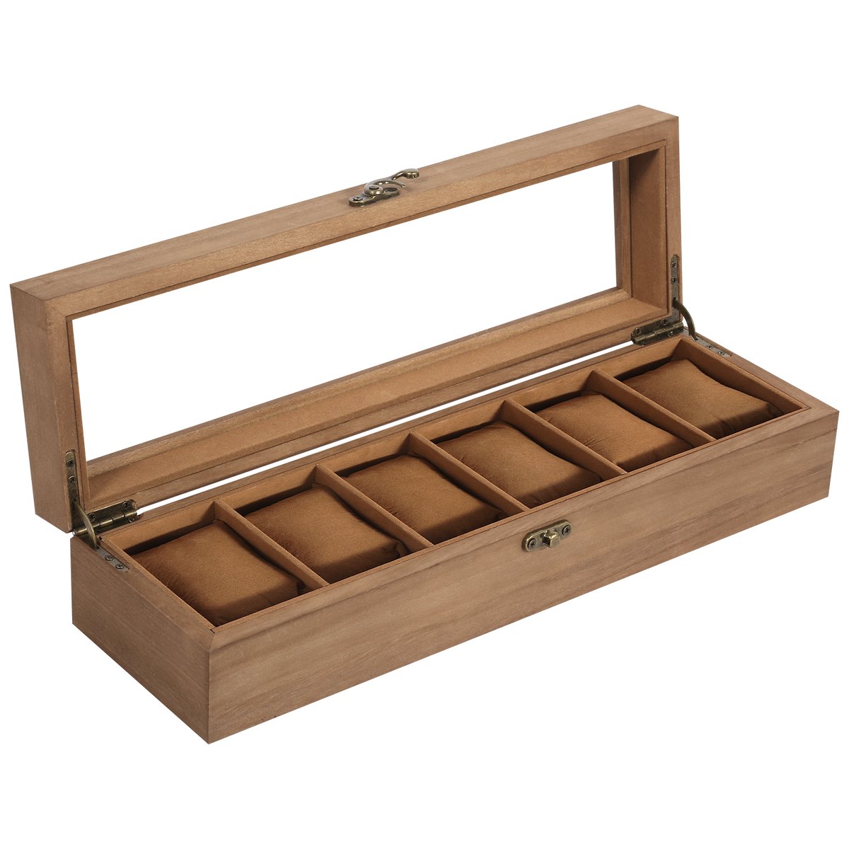 Uten Luxe horloge doos - horlogebox hout Heren Dames - 6 vakken - Horlogedoos - Sieradendoos - Bruin