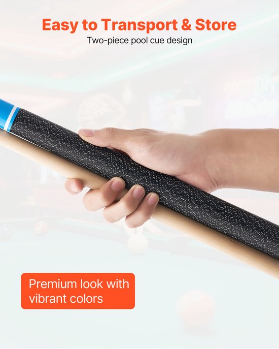 58-Inch Poolkeuset, 4-Delige Biljartstokken Gemaakt Van Canadees Esdoornhout met Abs-Gewrichtsringen, Geschikt voor Pooltafels In Bars, Huizen, Kantoren, Verkrijgbaar In 18 Oz, 19 Oz, 20 Oz en 21 Oz — afbeelding 5