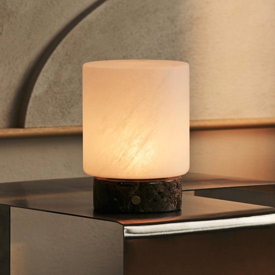 Tavellio Cuyp Small Oplaadbare Tafellamp – Emperador Marmer en Frozen Glass – Bruin
