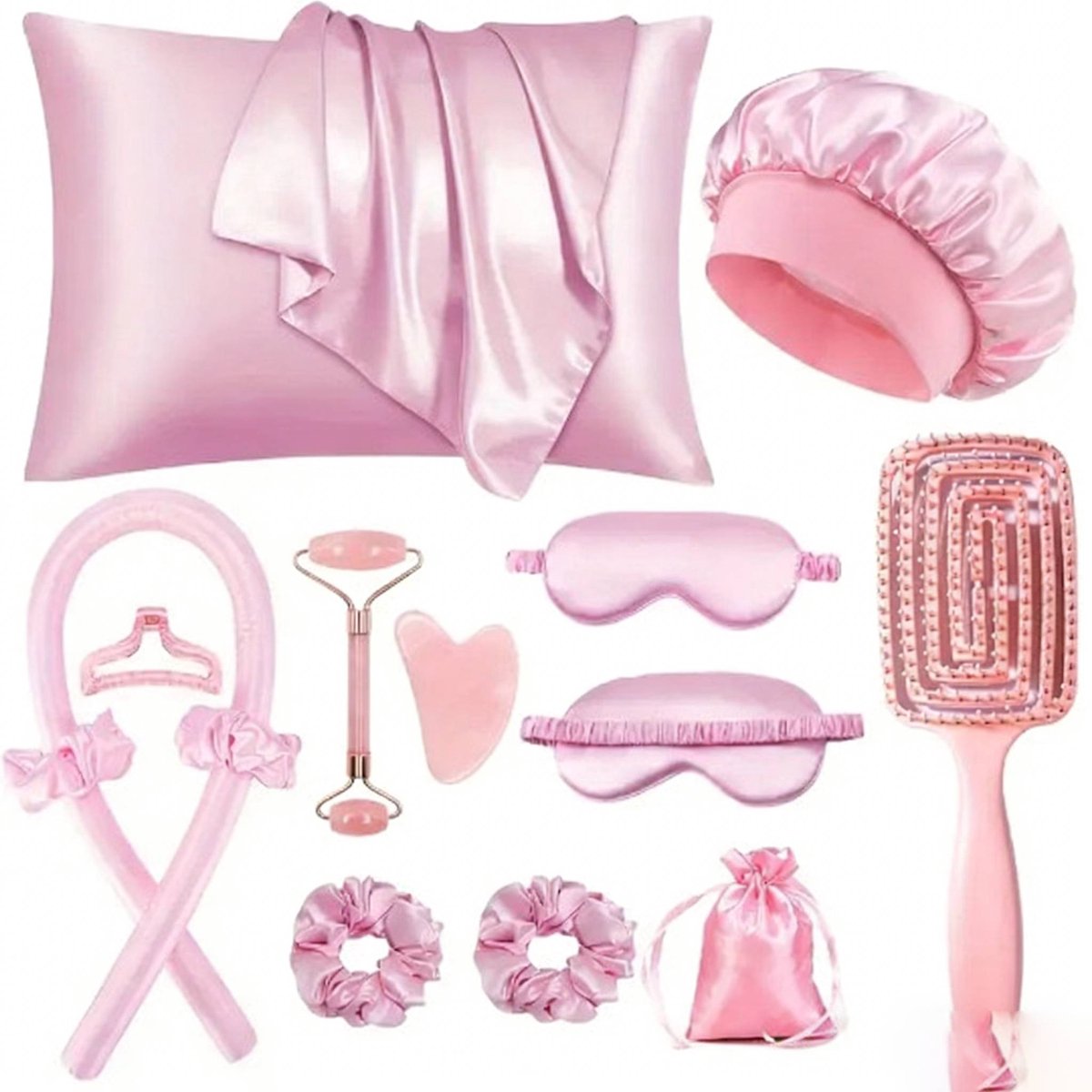 Heatless Curling Rod Headband - Zonder Hitte Zijdenlintrollers voor Krullen tijdens het Nachtrusten - Styling Set met Zijde Muts
