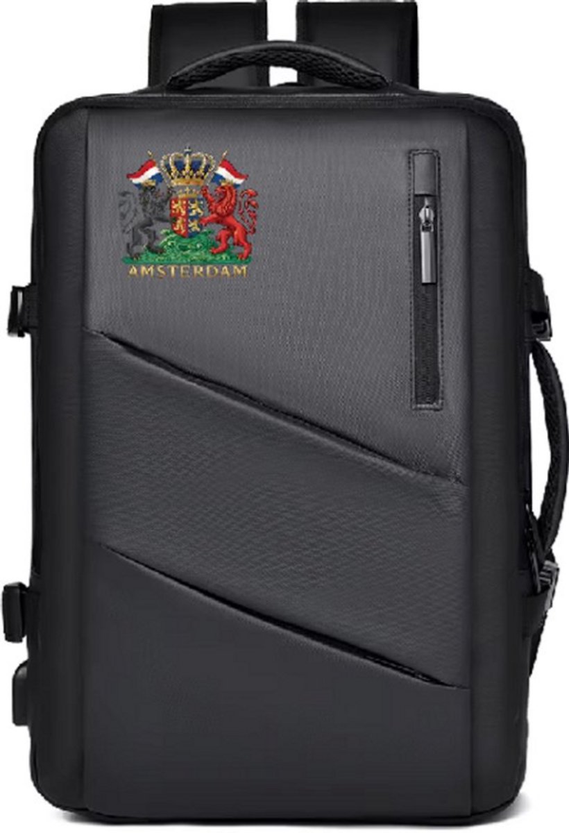Amsterdam rugzak zwart - Reisbagage 45 x 37 x 12 cm - Ajax - Laptoptas - rugtas Holland & Mokum 020 - Kerst