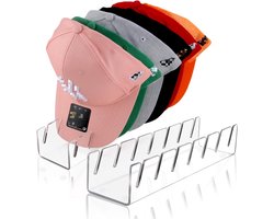 Hat Stand for Baseball Caps, 2 Pack No Install Acrylic Hat Organizer for 14 Baseball Caps Storage Organizer, Hat Racks Hat Holder Display and Organization for Closet, Bedroom, Dresser (Clear-2Pack)