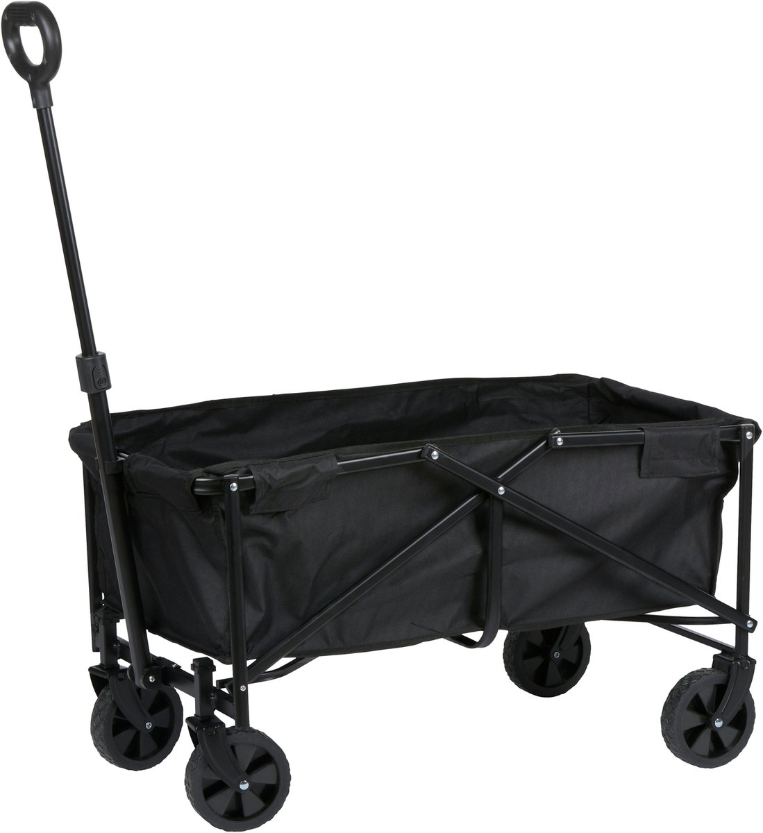 Camp Active Inklapbare Handkar Zwart - Bolderkar Opvouwbaar - Handkar met Verstelbare Trekstang - Bolderkar voor Camping en Strand - 84 x 40 x 97 cm - Max 50 KG