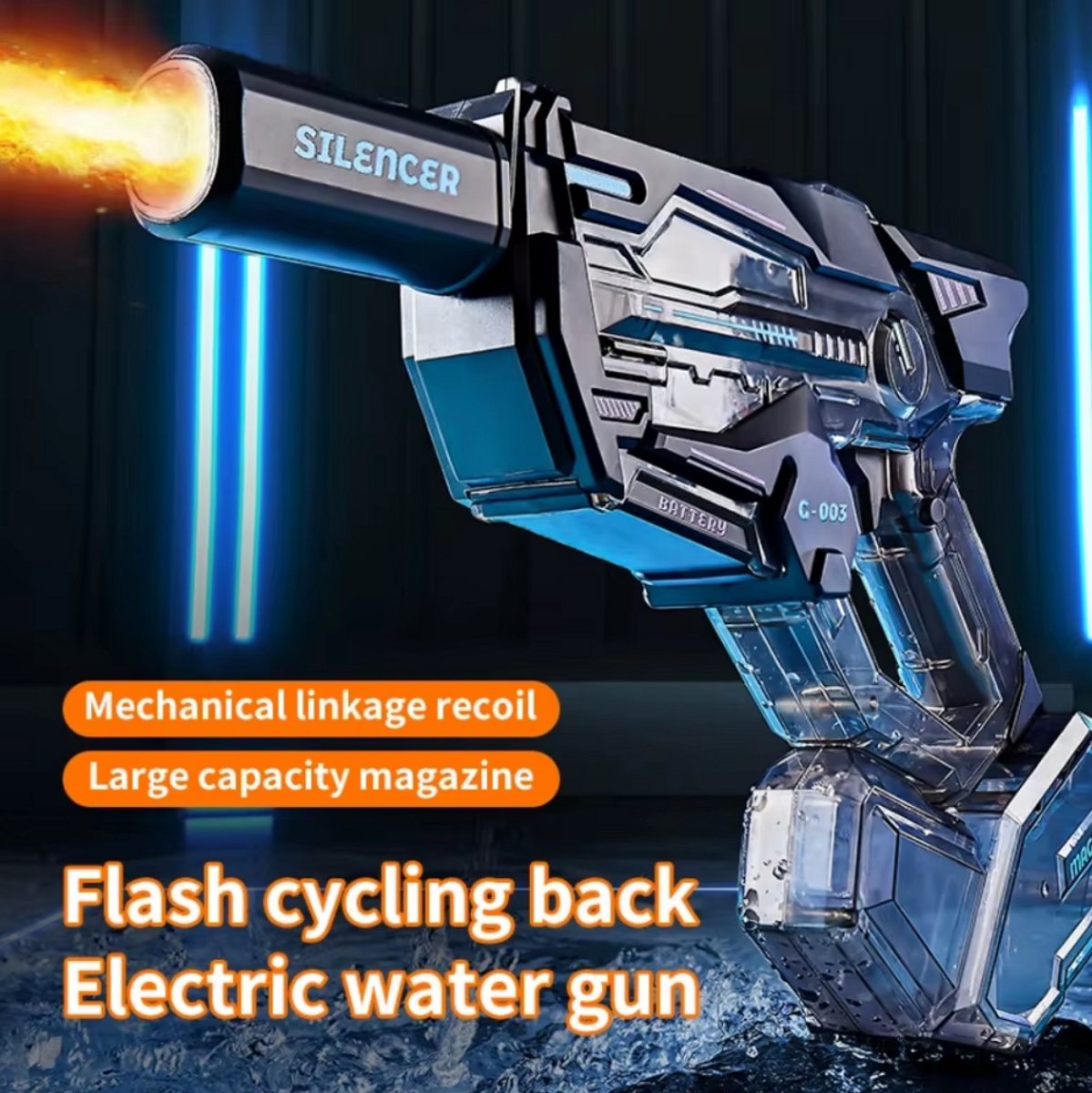 Elektrisch waterpistoolspeelgoed met flitslicht Lange afstand Automatisch schieten Waterpistool Zomer buitenzwembad Speelgoed voor jongens Volwassen geschenken
