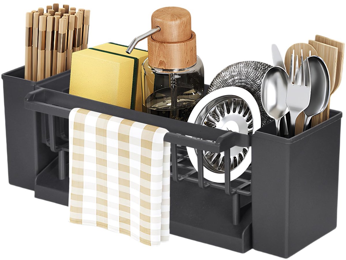 Unyqoos® Handige keuken- en badkamerorganizer met automatische afvoer en wandmontage