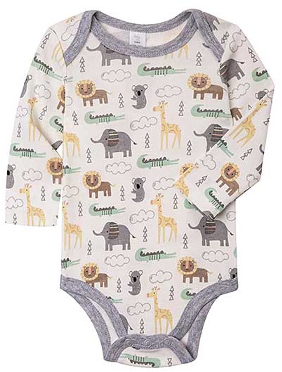 Romper lange mouw Safari - Ecru/Grijs/Groen/Geel - Baby Kiss - Maat 50/56