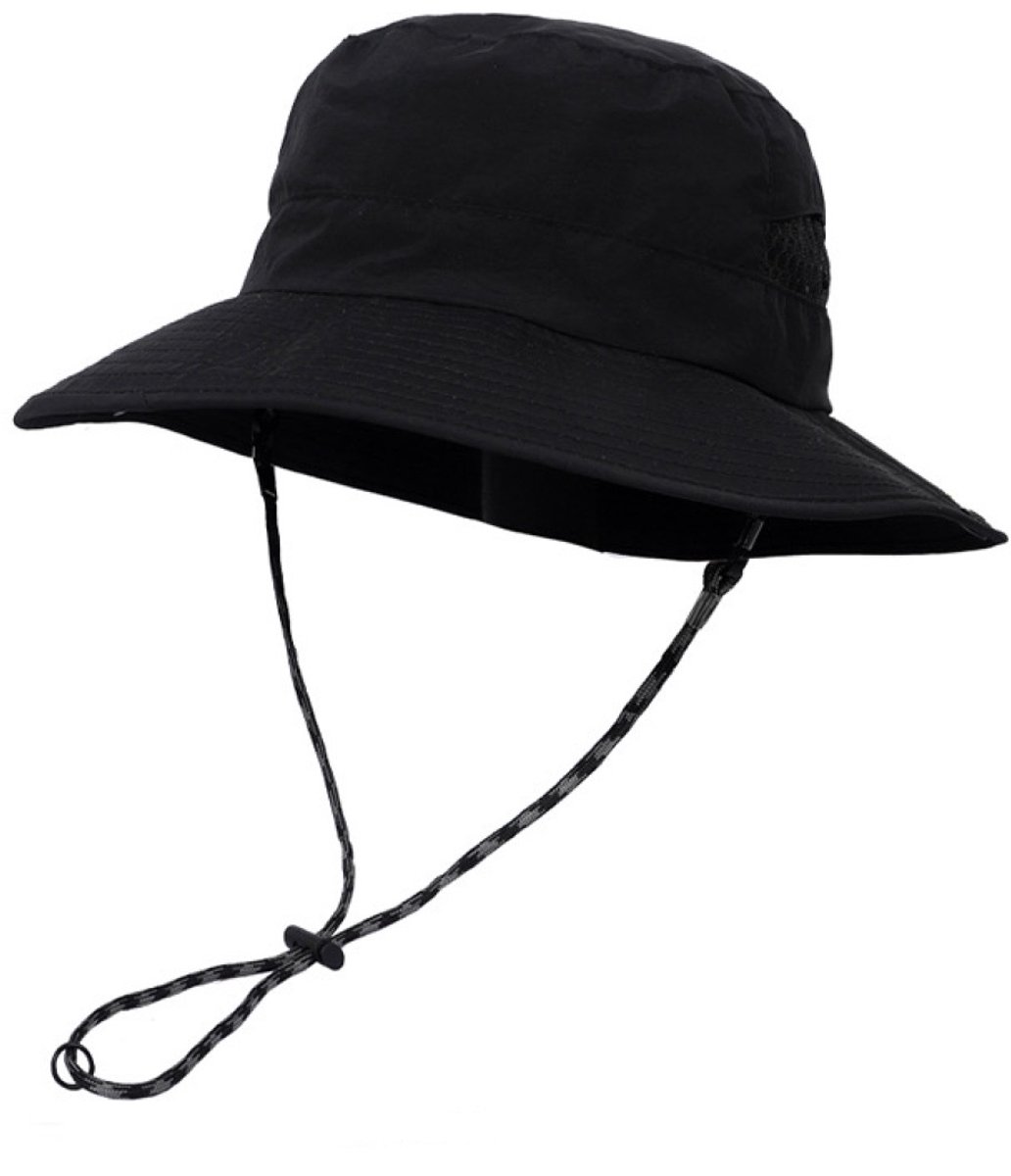 Zonnehoed, Bucket Hat, Cowboy Hoed voor Dames und Heren, Verstelbare Maat 55 - 62 cm, UV-bescherming, Snel Droog, One Size - Zwart