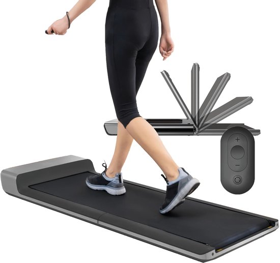 Skandika Walking Pad Loopband – Wandel loopband – Inklapbare loopband tot 6km/h, opvouwbaar, adaptieve snelheidsregeling, breed loopoppervlak, transportwieltjes - Voor kantoor of thuis, loopband naast bureau – Max. 100 kg Gebruikersgewicht – zwart
