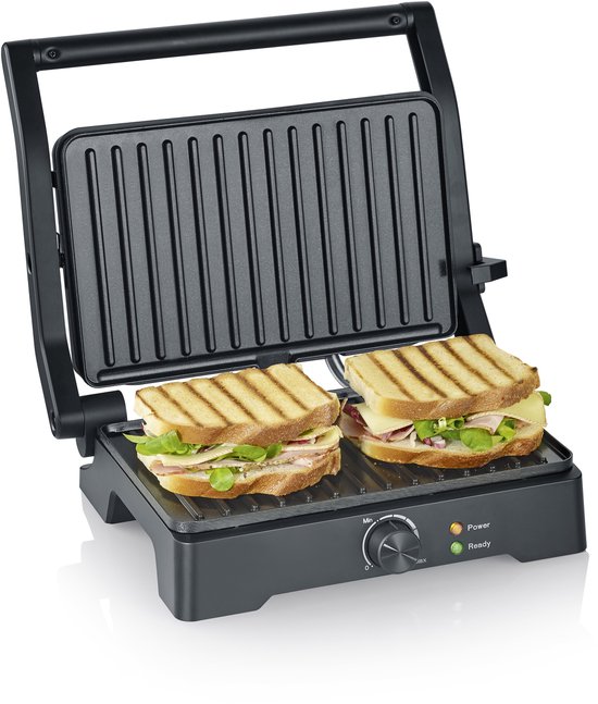 Severin KG 2391 Multigrill XL - Contactgrill - 180˚ Uitklapbaar - Regelbare thermostaat - 1800W - Antiaanbaklaag - Zwart