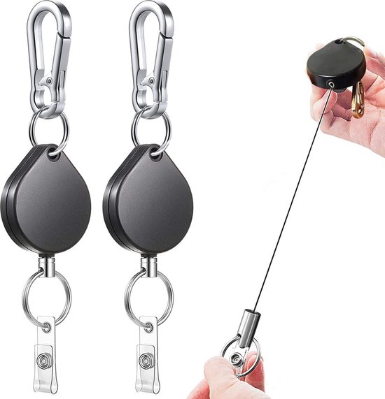 OPUS 2 Recoil sleutelhanger met riemclip, 121282, Zwart, 10 Pack