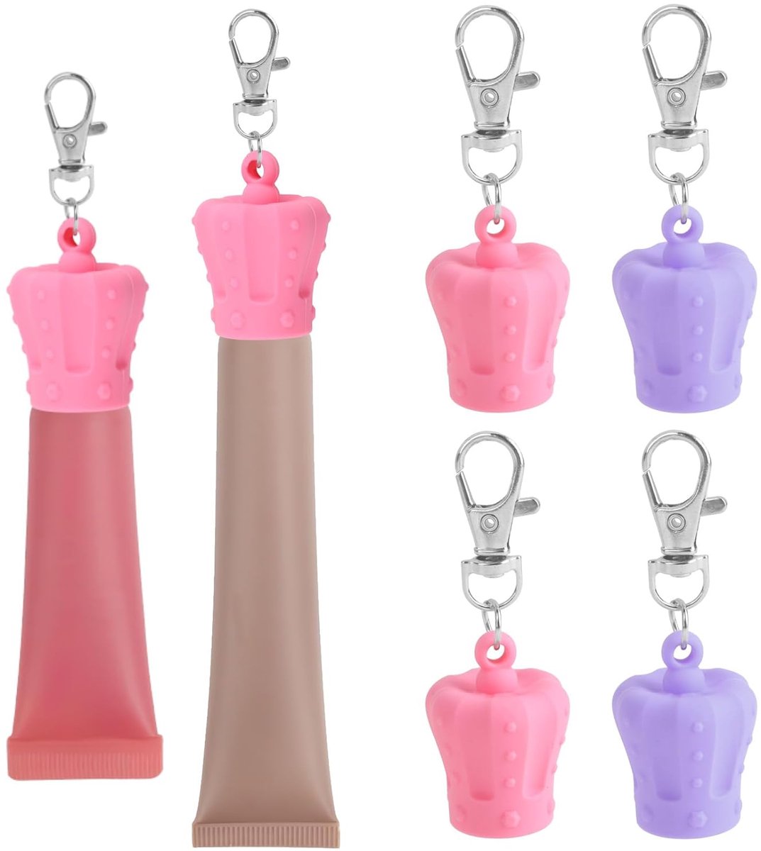 Sleutelhangerkap voor Lipstone en Balsem - Sleutelhangerkap voor Lippenglans - Roze、Paars - Vierdelige set