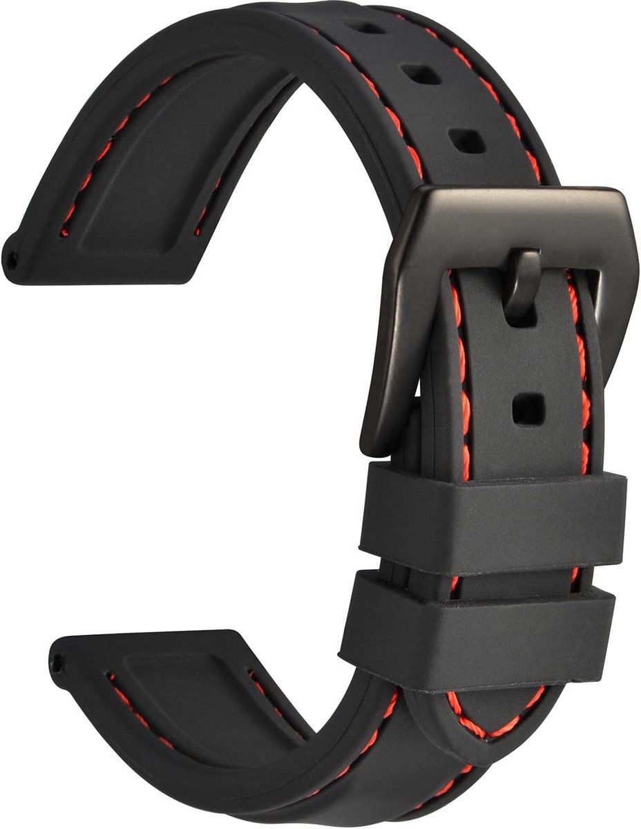 Robuuste Siliconen Horlogeband met Roestvrijstalen Gesp - 18mm, 20mm, 22mm, 24mm