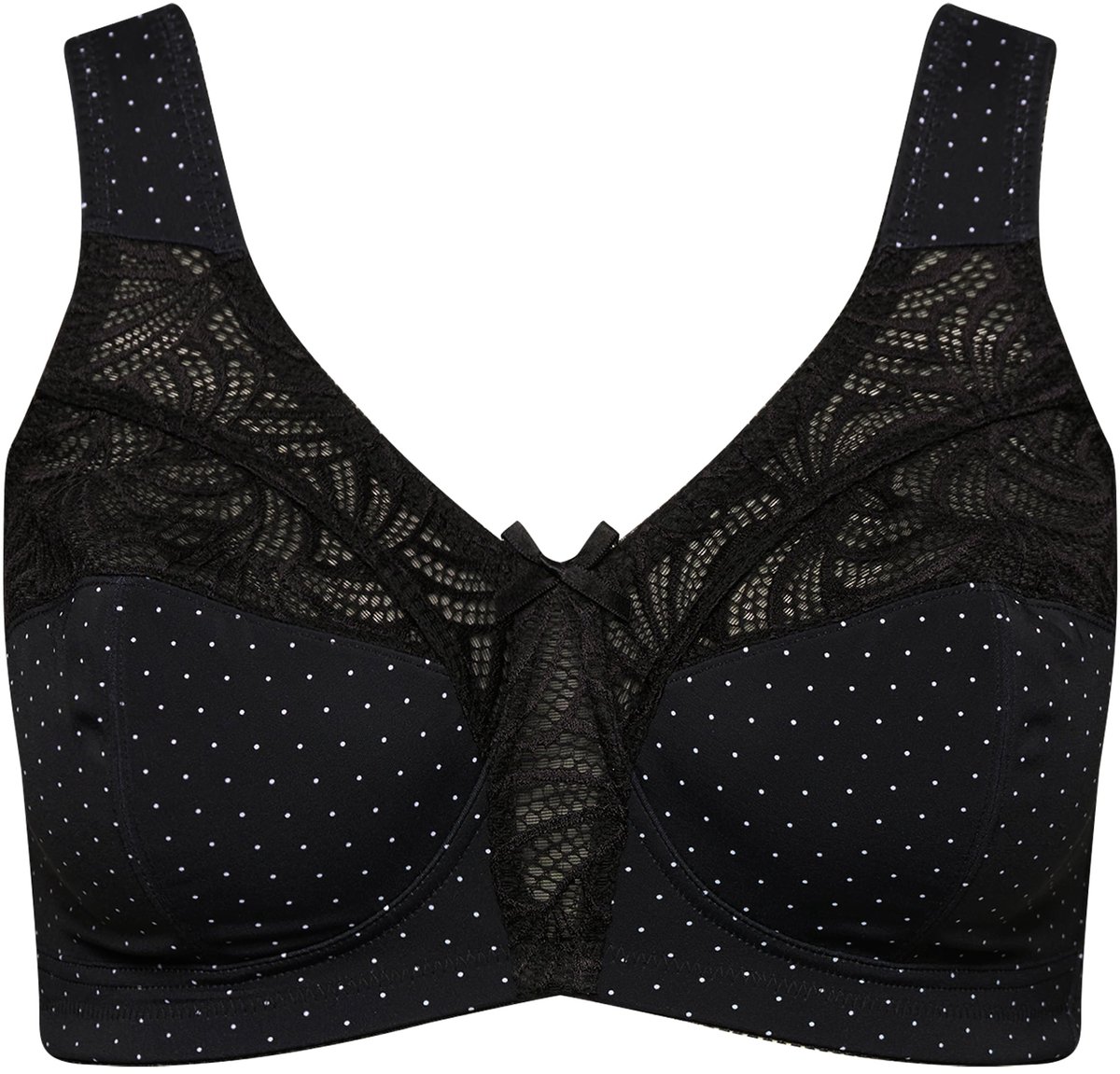 Ulla Popken - Dames - Steunbeha kant zonder beugel - Zwart - Maat 120C