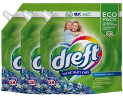 Dreft Vloeibaar Wasmiddel Ochtendfris Navulverpakking 28 Wasbeurten - 3 x 1,26 liter - Voordeelverpakking