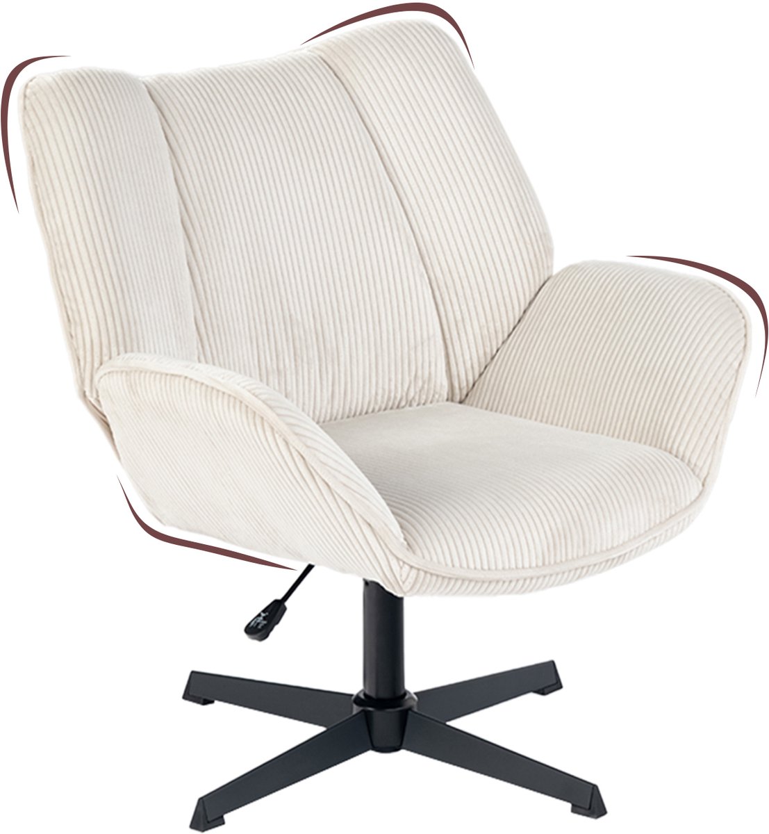 Draaifauteuil - Ribfluweel In hoogte verstelbaar Kruisvoet - Beige