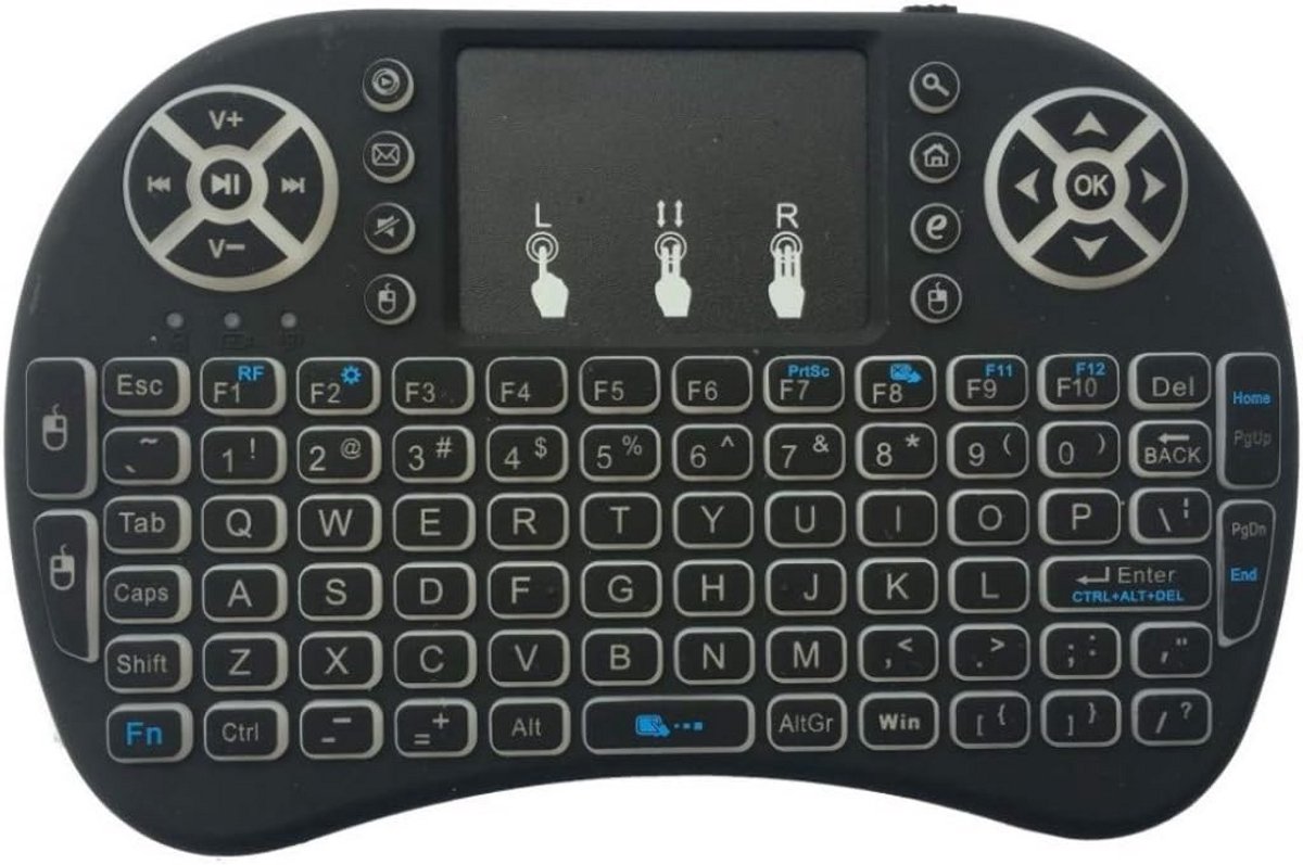 Draadloos Mini Toetsenbord met Touchpad en LED Achtergrondverlichting USB Ontvanger