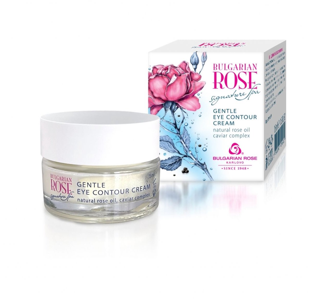 Oogcontourcrème Signature Spa | 15 ml | Zachte oogcrème met druivenpitolie, kaviaar complex en 100% natuurlijke Bulgaarse rozenolie en rozenwater