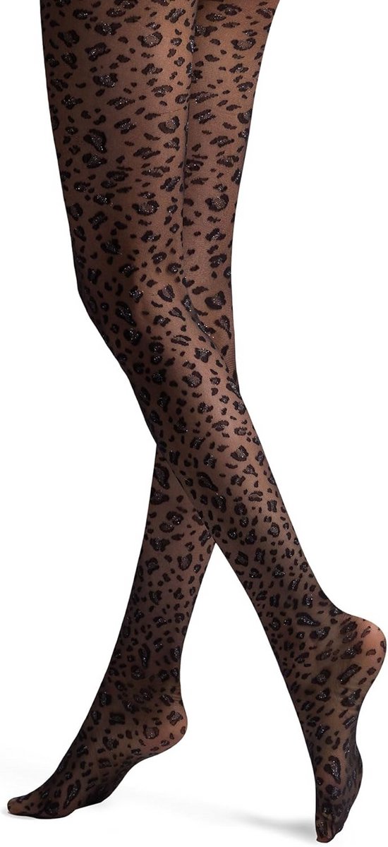 Dames Panty met Glitter Luipaardprint
