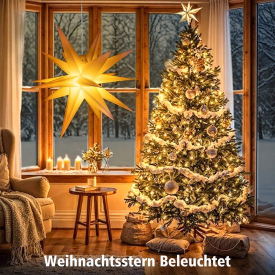KERST STER MET LED - 45 CM - ROOD OF ZWART - TIMER - Glow Specialist