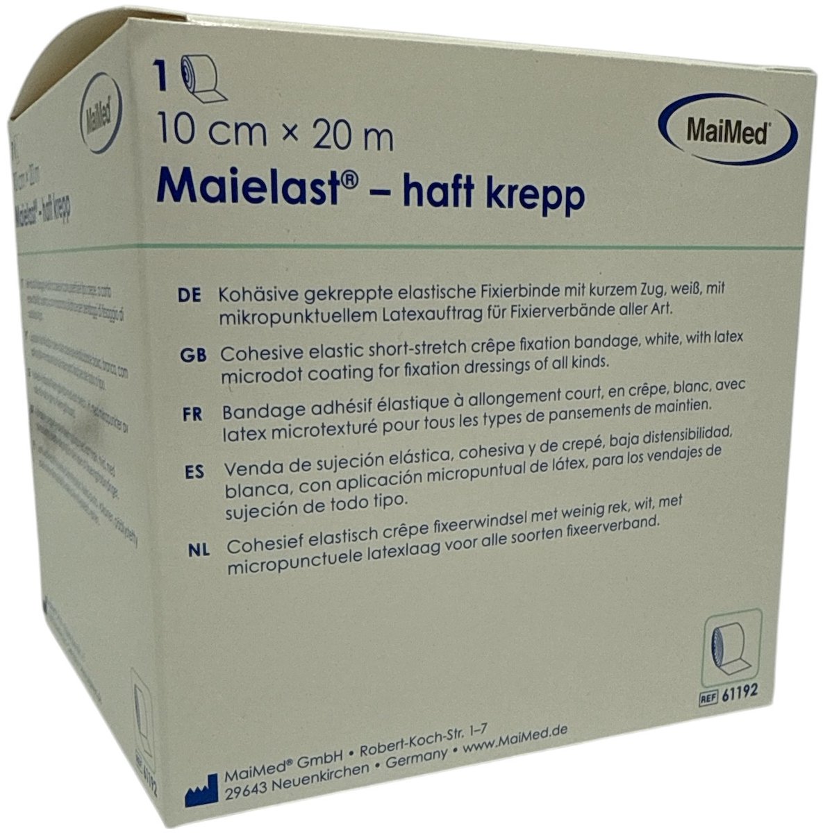 Maielast-haft crêpe - Fixatieverband 10cm x 20m