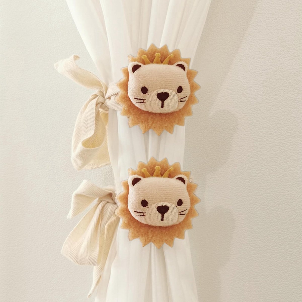 Stunq® Gordijnclips met Cartoon Leeuw Design voor Kinderkamerdecoratie, Set van 2 Stuks