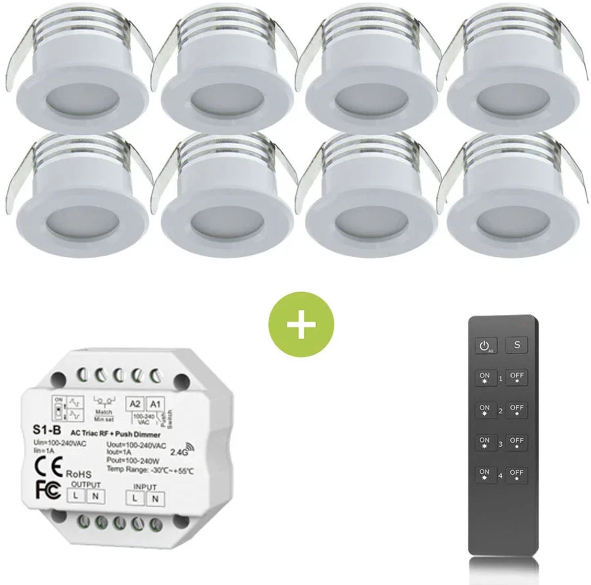 Bundel | LED Veranda inbouwspot | Ø31mm | 1.5 W | Dimbaar - Wit | 8 Stuks | 2700K - Warm wit (827)