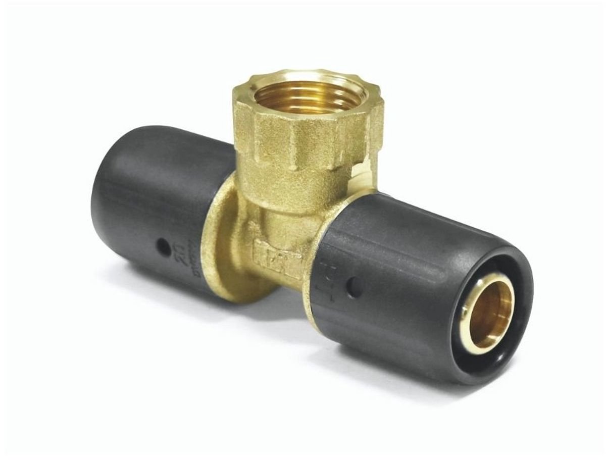 Steekfitting T-stuk 16 x 2 - 1/2" IG - 16 x 2