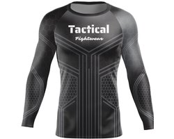 Tactical Fightwear Rashguard Lange Mouw – Compressieshirt voor MMA, BJJ & Kickboksen – Zwart – Maat M