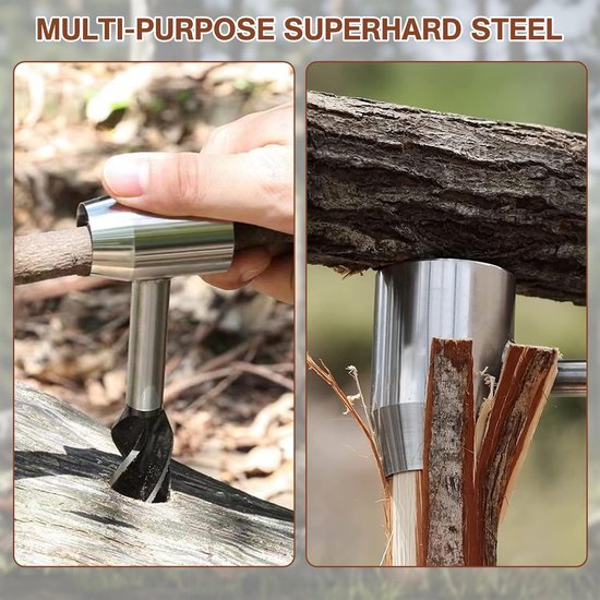 1-delige set handboorset voor overleven in de wildernis - draagbaar ontwerp met leren etui - handboor voor kamperen en buitenactiviteiten - rugzakboor voor op reis - 38*26*168 mm - geschikt voor kamperen, overleven in de wildernis, reizen - bruin. — afbeelding 3