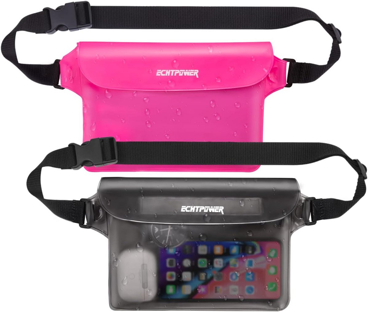 Waterdichte Tas - Telefoonhoes - Watersporten - Volledig Afsluitbaar - 17.5 x 21.8 cm - Zwart Roze