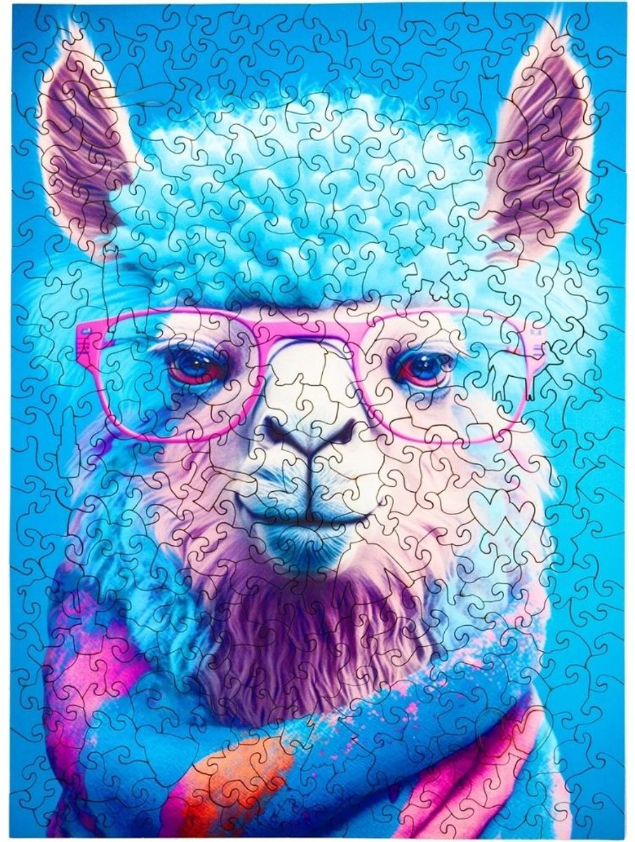 Milliwood - CI141 Houten Puzzel XL Cheeky Alpaca | 3D Puzzels bouwpakket | Hobby Speelgoed voor kinderen & volwassenen | Wanddecoratie Woonkamer | 316 stukjes 27,5 x 37cm | In luxe geschenkdoos