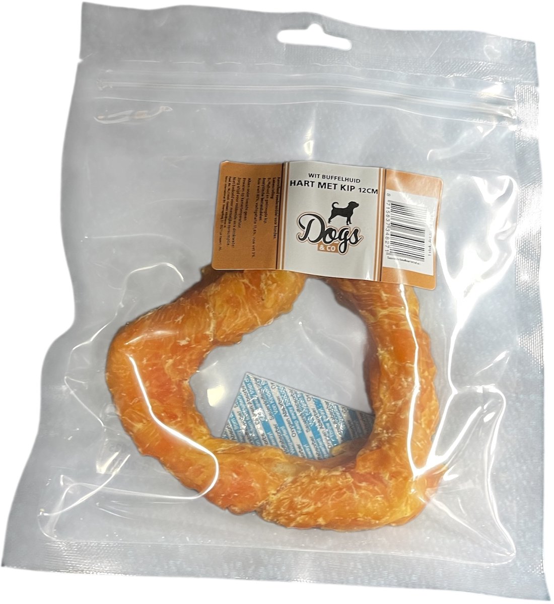 Buffelhuid Hart 12cm Dogs&Co® - HondenRuw eiwit 80%, vochtgehalte 11,6%, ruw vet 3%.snack