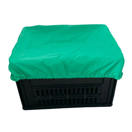 Rieba® Hoes Fietskrat - Crate Cover - Krathoes Fietsmand - Afdekhoes -Waterafstotend - Polyester - Elastisch - Eenvoudige Montage - 45cm x 35cm - Groen van Rieba — afbeelding 2