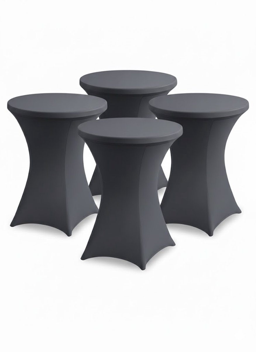 BRASQ Statafelrok Antraciet grijs - ∅80-74 x110 cm - Set van 4 - Statafelhoes - Stretch Rok - Tafelrok voor statafel