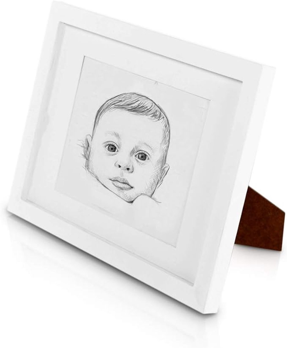 Famanu Houten fotolijst met passe-partout A4 32x24cm wit