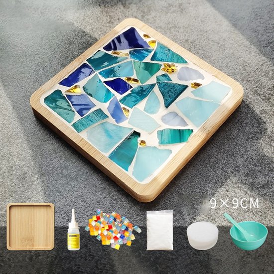 Daity DIY Mozaïekvaas Set – Knutselset Voor Kinderen En Volwassenen, Met Houten Vaas, Glasmozaïek, Lijm, Voegmiddel, Spons, Handschoenen En Kunstbloem, Ideaal Als Cadeau