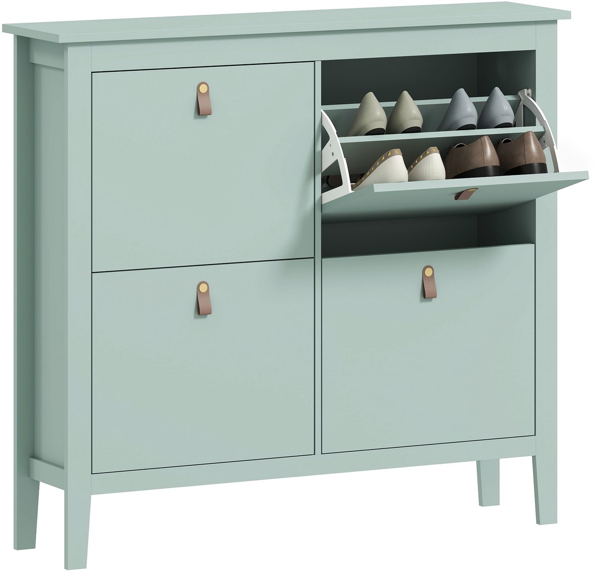 HOMCOM neerklapbare schoenenkast - Spaanplaat - 105x24x95,5cm - Groen