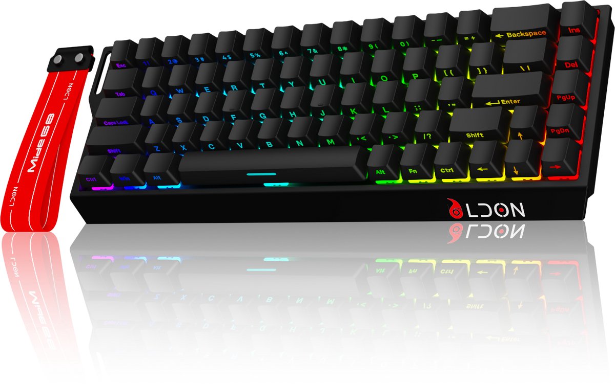 Mide68 - 65% Bedraad Gaming Toetsenbord - RGB Verlicht toetsenbord - Hall Effect Rapid Trigger Mechanisch Toetsenborden - Hot Swap - 8K Hz - 0.01mmRT - 0.125ms - Zij Bedrukte toetsen - 68 Keys -Beste prijs-kwaliteitverhouding - Edele zwarte thumbnail 5