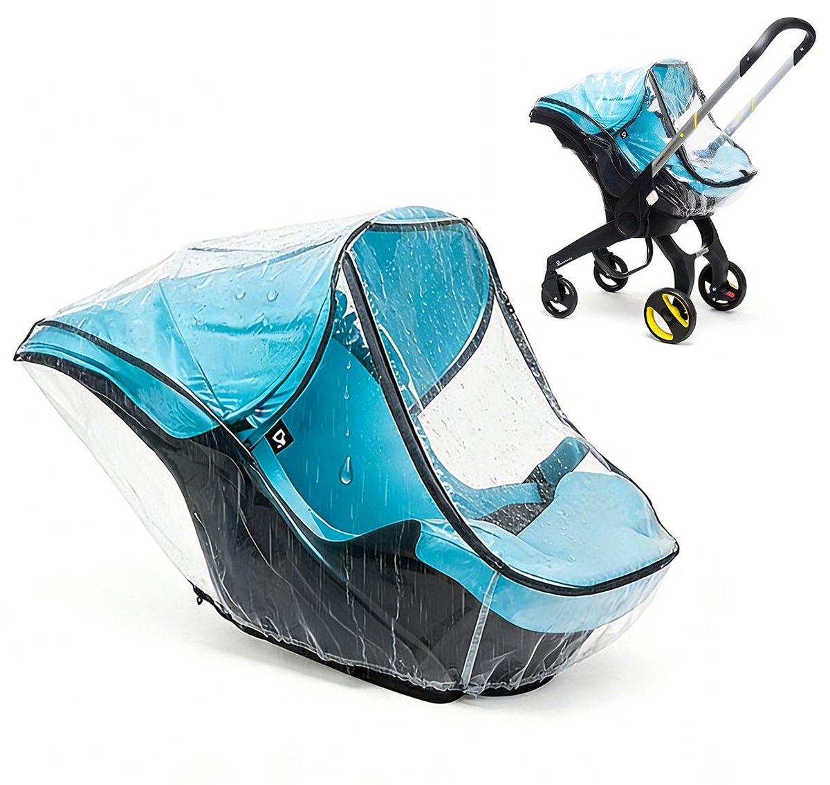 Regenhoes voor kinderwagen - Transparante PVC regenhoes voor kinderwagen - Winddicht en waterdicht - Accessoires voor kinderwagens - Regenhoes geschikt voor Doona kinderwagens