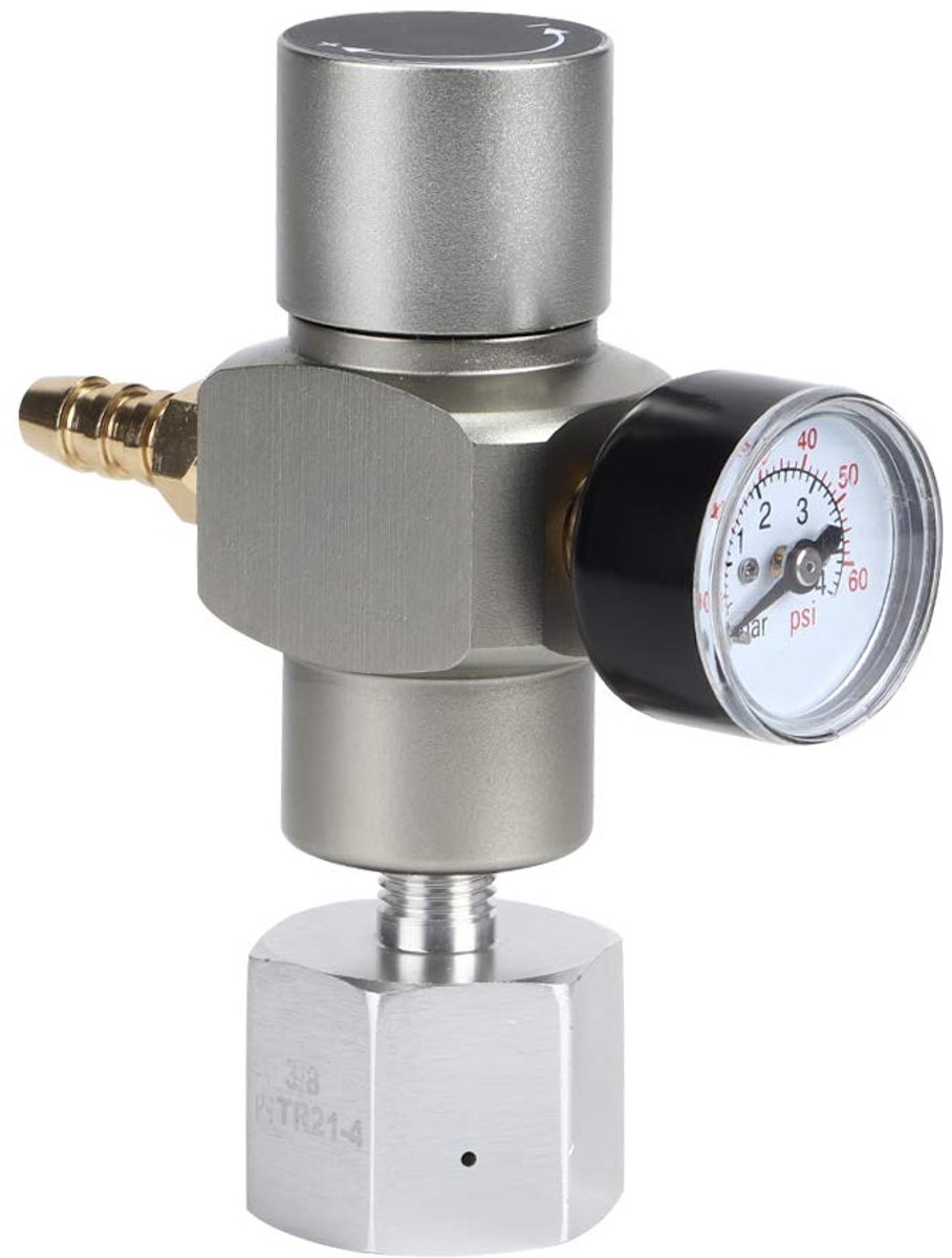 2 in 1 Mini Co2-gasregelaar Soda-manometer, aanzienlijke koperen ruime micro-regelaar met adapter 3/8 inch naar Tr21.4 voor Sodastream