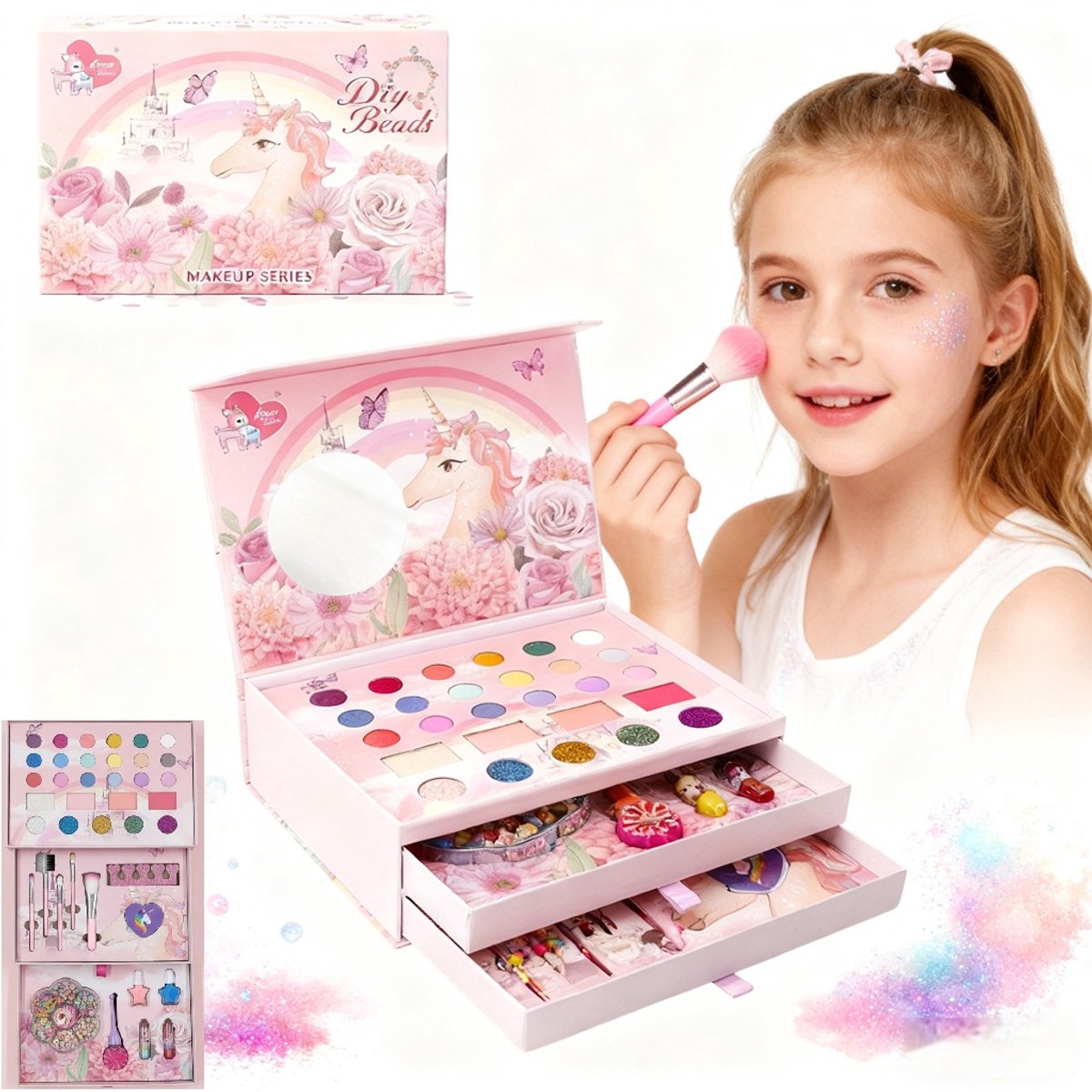 Sirseon Nep make-up speelgoed, kindermake-upset voor meisjes, nep-play