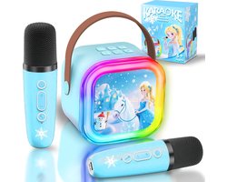 Kinderkaraoke, Frozen Microfoon Speelgoed voor Meisjes, Karaoke met 2 Draadloze Microfoons, Ideaal Cadeau voor Meisjes van 3 t/m 9 Jaar