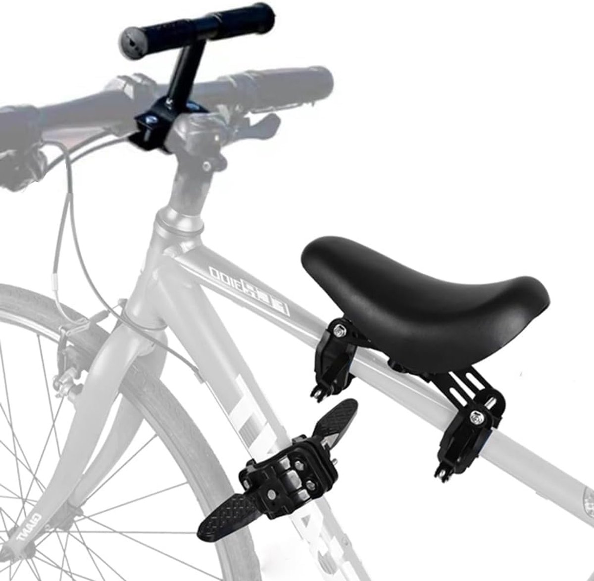 Famanu - Universele fietszitting met armleuning, geschikt voor montage vooraan – Zwart