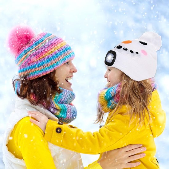 Wmcaps Mütze mit Led Licht, Wiederaufladbare USB Freisprech Stirnlampe Strickmütze Wintermütze Warme Mütze Kappe Scheinwerferkappe zum Camping Joggen Geschenke für Männer Frauen, Armeegrün