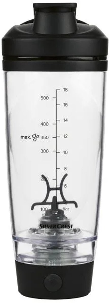 SILVERCREST® KITCHEN TOOLS Elektrische shaker - Met oplaadbare accu - Zwart - Ideaal voor het mixen van (eiwit)shakes - Inhoud: 500 ml - Snel mixen met één druk op de knop - Met verwisselbare supplementenhouder - Snel mixen met één druk op de knop