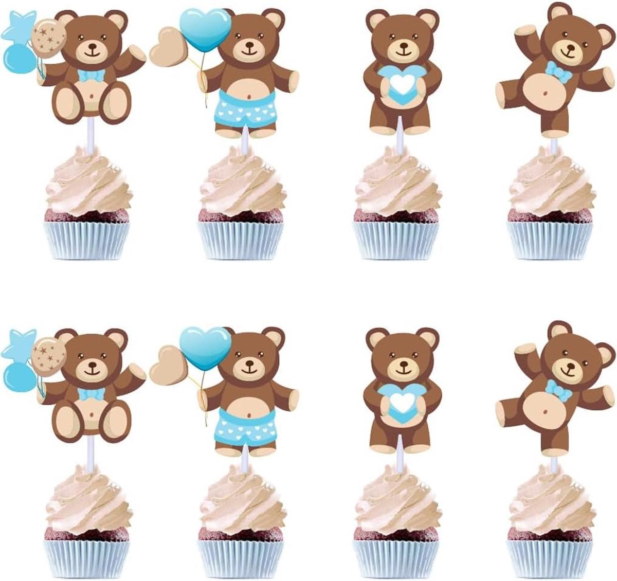 Ronte - Cupcake Toppers Set van 24 stuks voor Babyshower, Jongens, Meisjes, Verjaardag (Stijl 1) met Zoekwoorden: schattig, taartdecoratie, feestartikelen.
