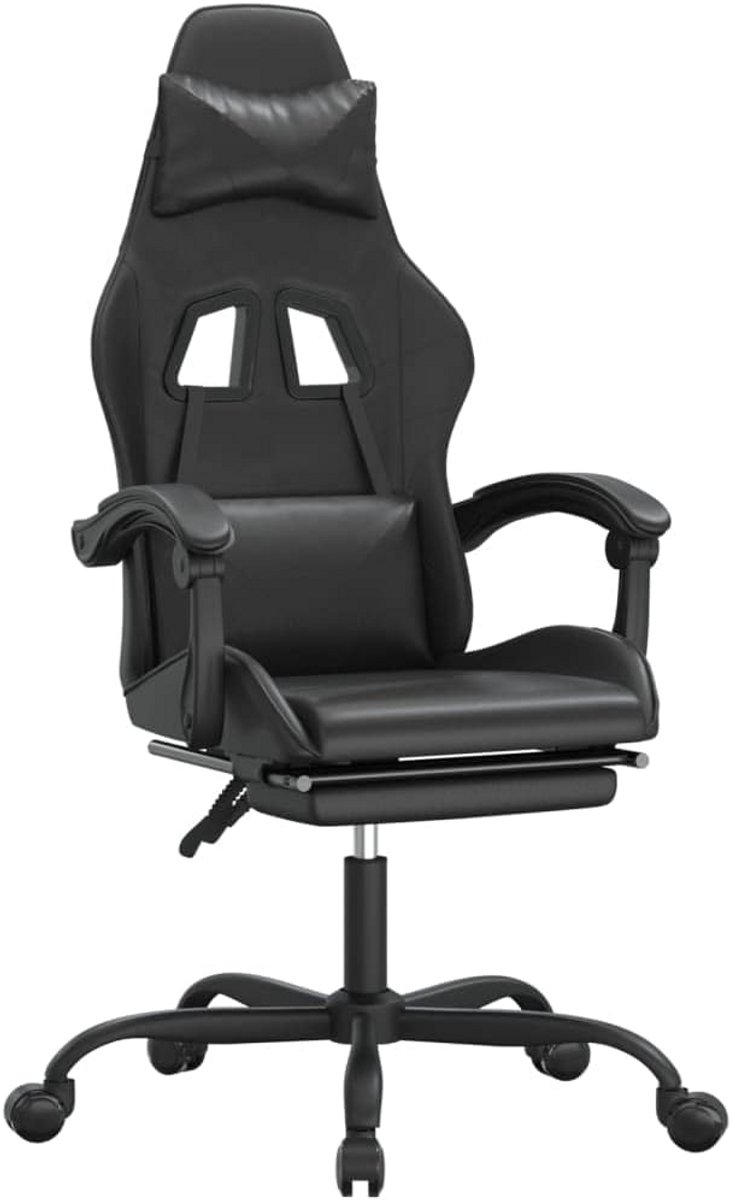 Gamingstoel met voetsteun en leerlook zwart