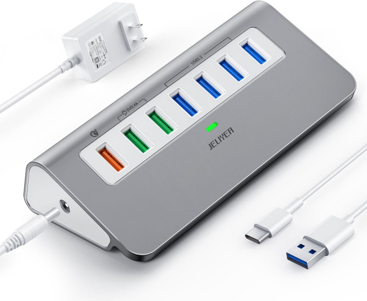 7-poorts USB 3.0 Hub voor PC en Laptop